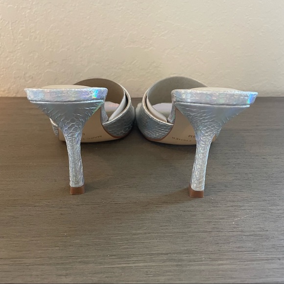 NWT Marc Fisher Danria Slip On Square Toe Silver Metallic Heels, Size 6 - Picture 2 of 10